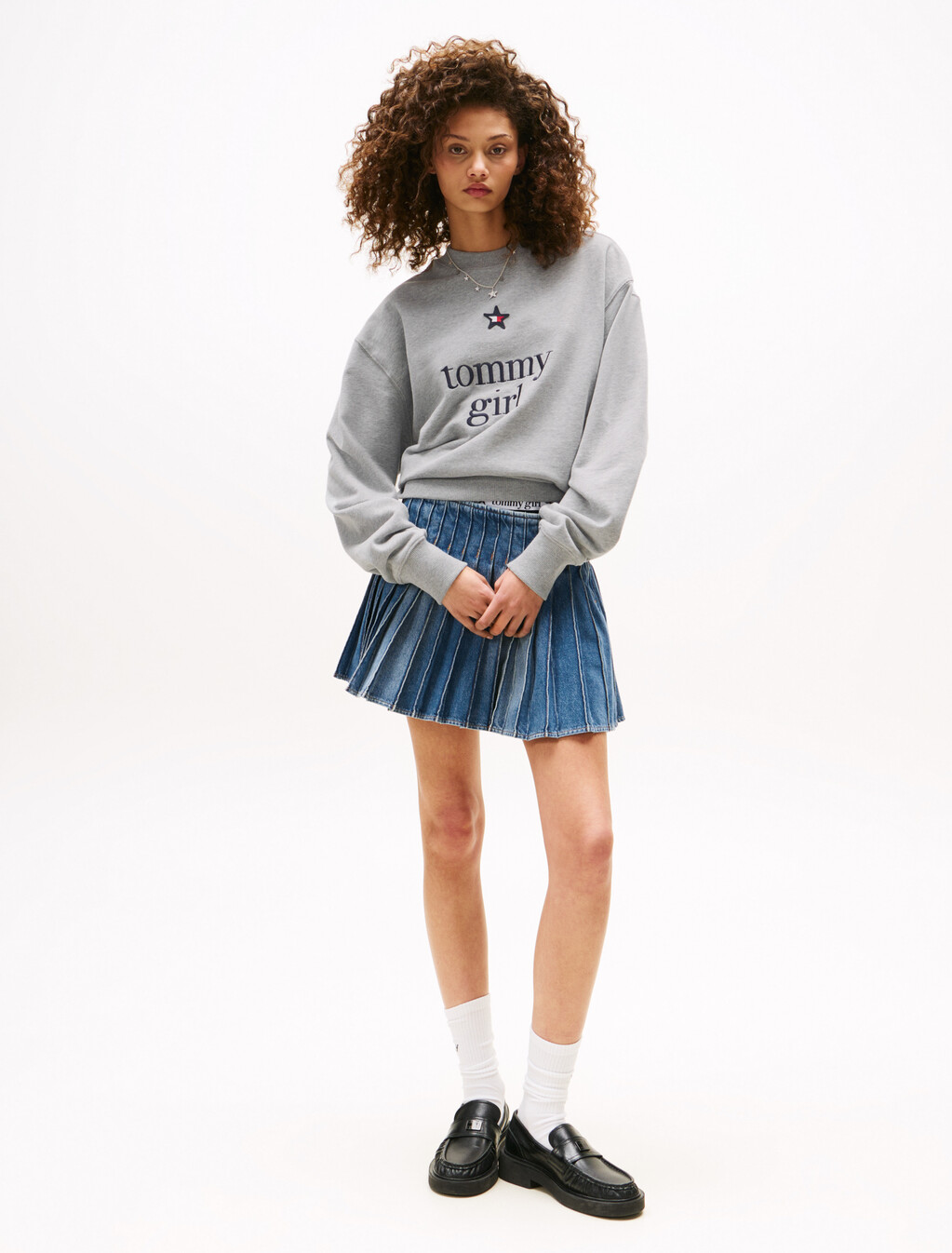 Tommy Girl Graphic Relaxed Sweatshirt, Light Grey Marl, hi-res