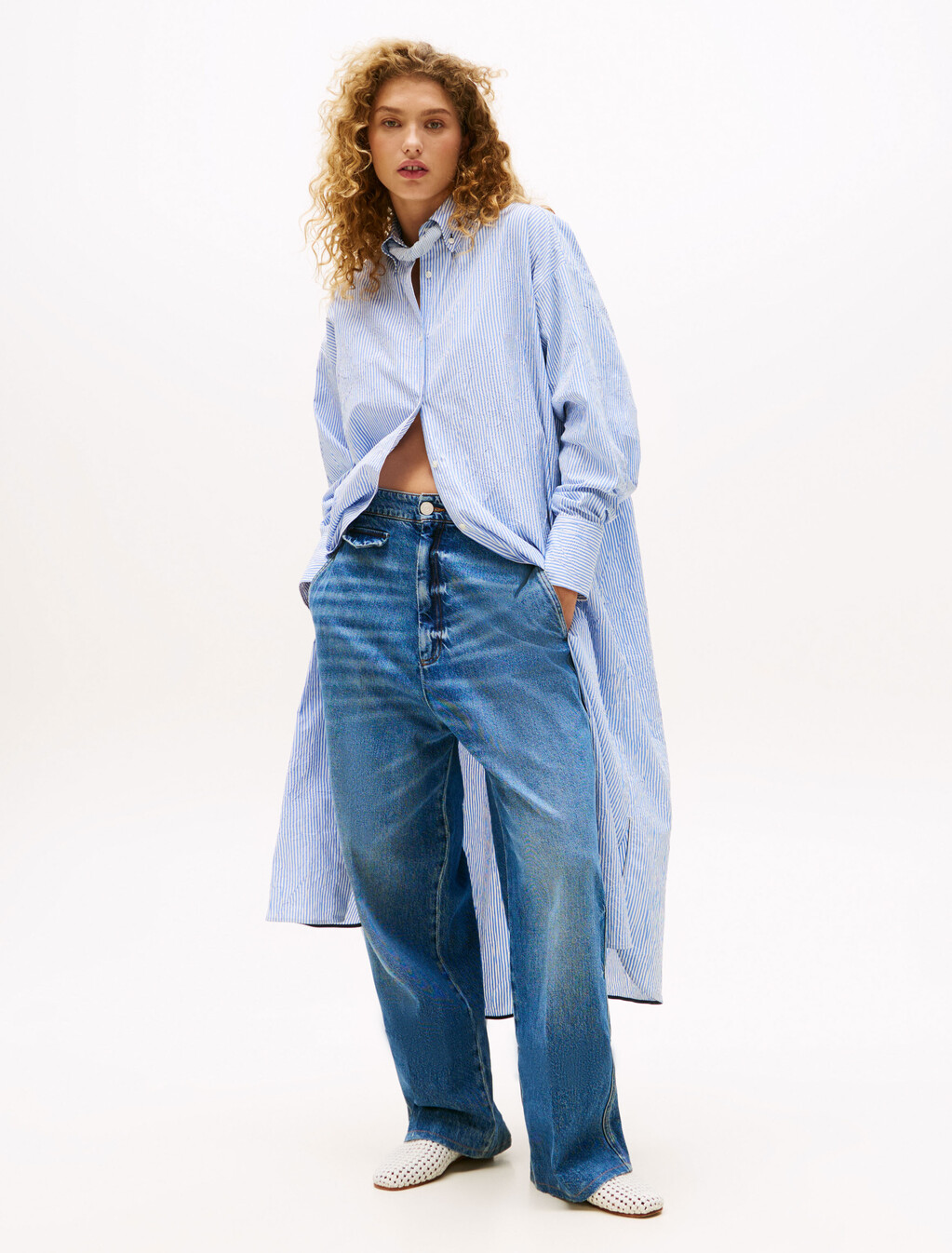 The Runway Collection Oversized Utility Jeans, Dark Blue Denim, hi-res