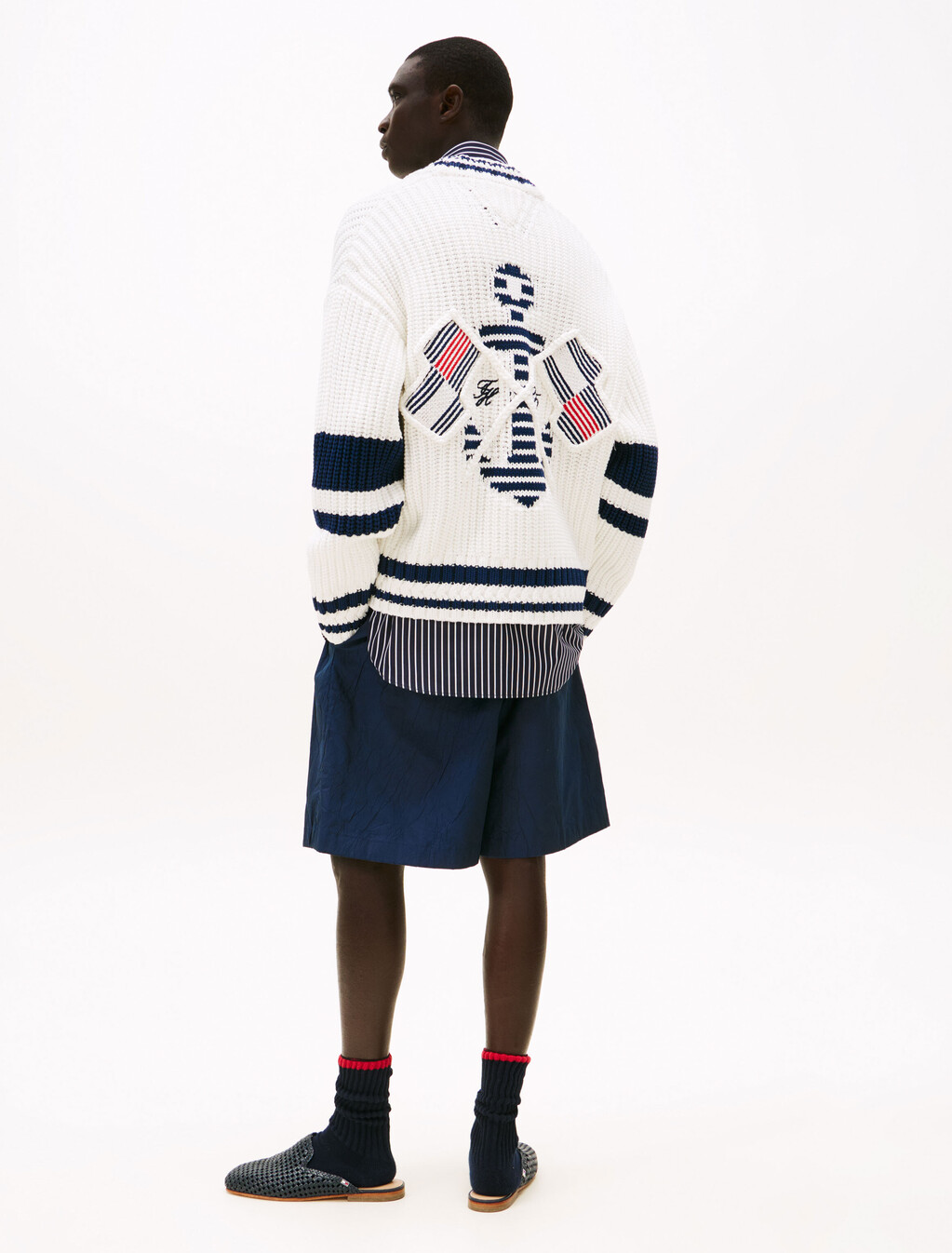 The Runway Collection Back Logo Cardigan, Ecru, hi-res