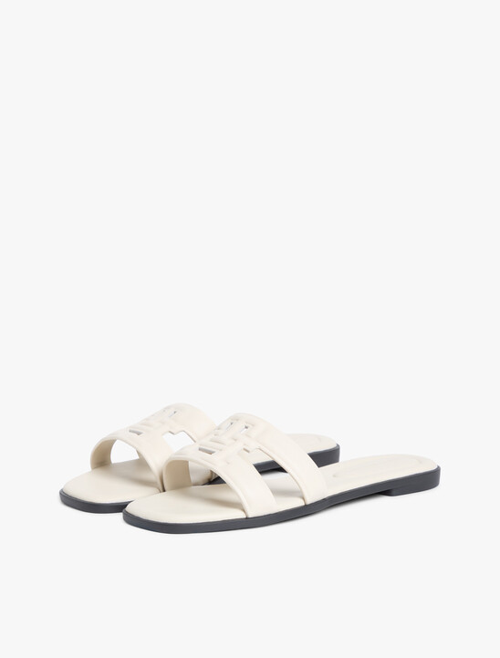 Leather TH Monogram Strap Mules