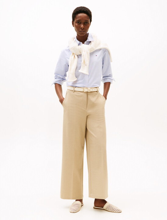 Anti-Wrinkle Wide Leg Cropped Trousers