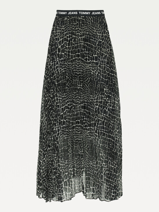 Reptile Print Recycled Midi Skirt