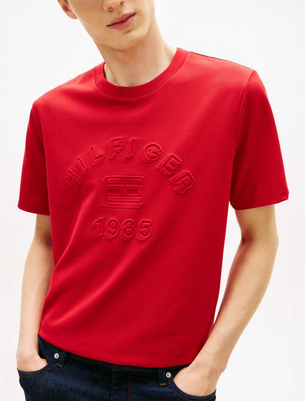 Icon Pique Double Knit Graphic T-Shirt, Medium Red, hi-res