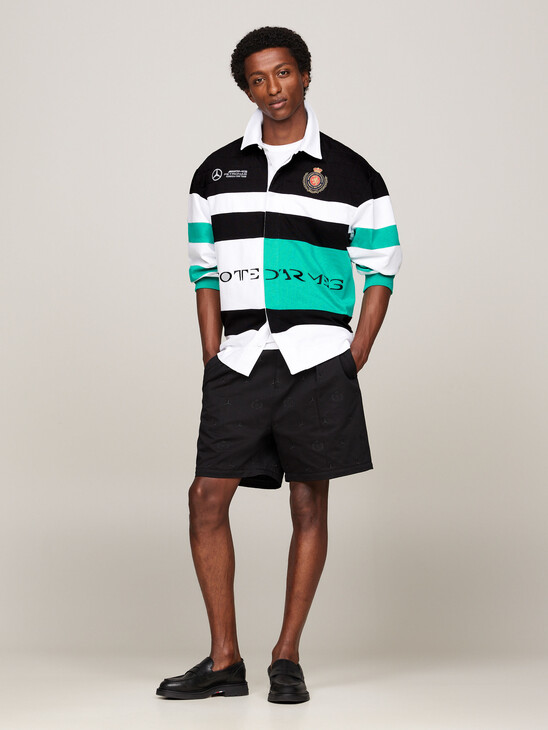 Tommy x Mercedes F1 x CR Colour-Blocked Back Logo Rugby Shirt