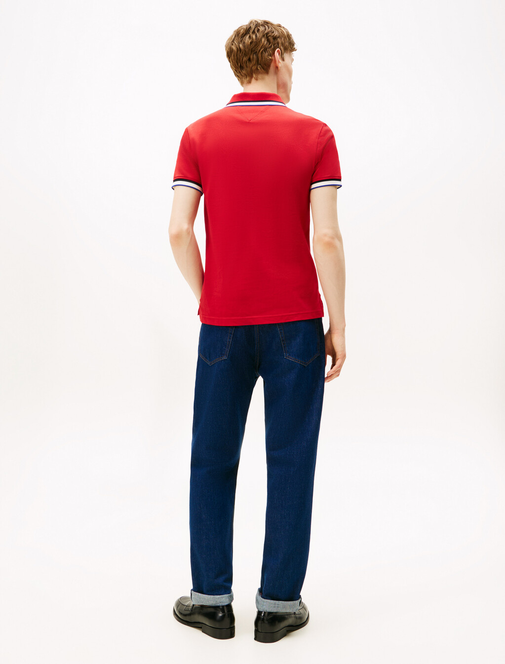 Tipped Short Sleeve Polo, Medium Red, hi-res