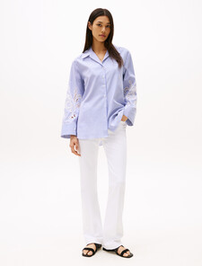 Relaxed Fit Broderie Anglaise Blouse, Classic Ithaca/ Cobalt Blue, hi-res