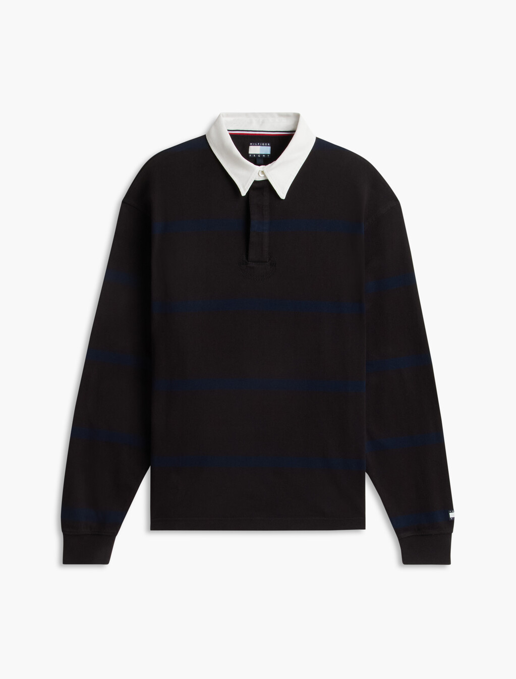 Stripe Jersey Rugby Shirt, Black / Navy Blue, hi-res