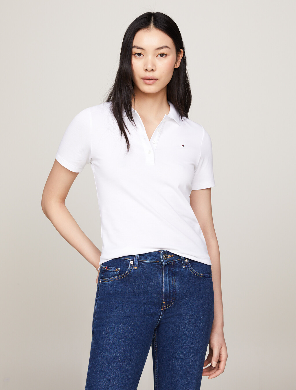 Essential Slim Fit Polo, Th Optic White, hi-res