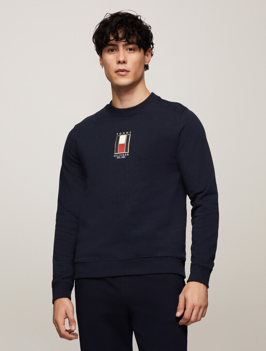 Vertical Flag Embroidery Sweatshirt
