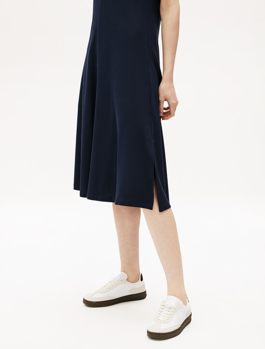 Asia Fit Lyocell Open Neck Midi Dress