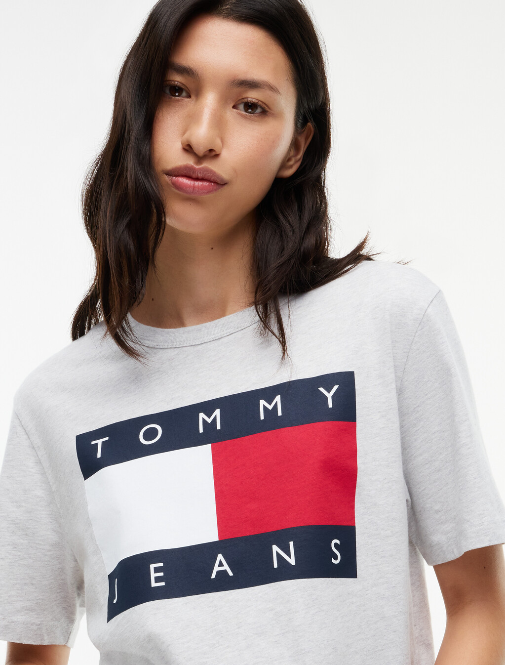 Flag Badge Boxy Jersey T-Shirt, Ice Grey Heather, hi-res