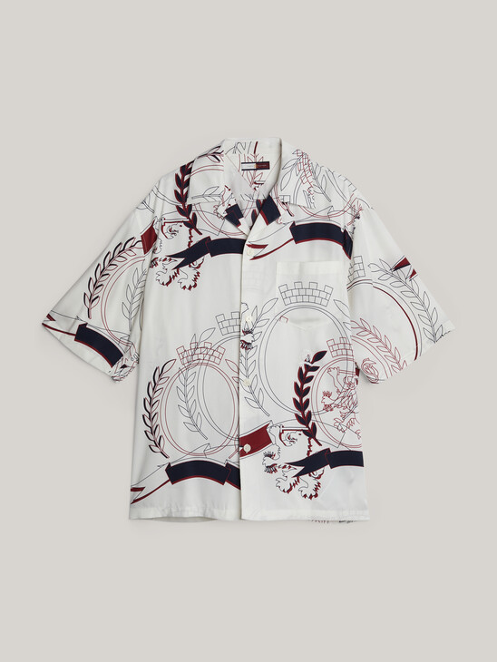 Crest Cuban Collar Relaxed Short Sleeve Shirt