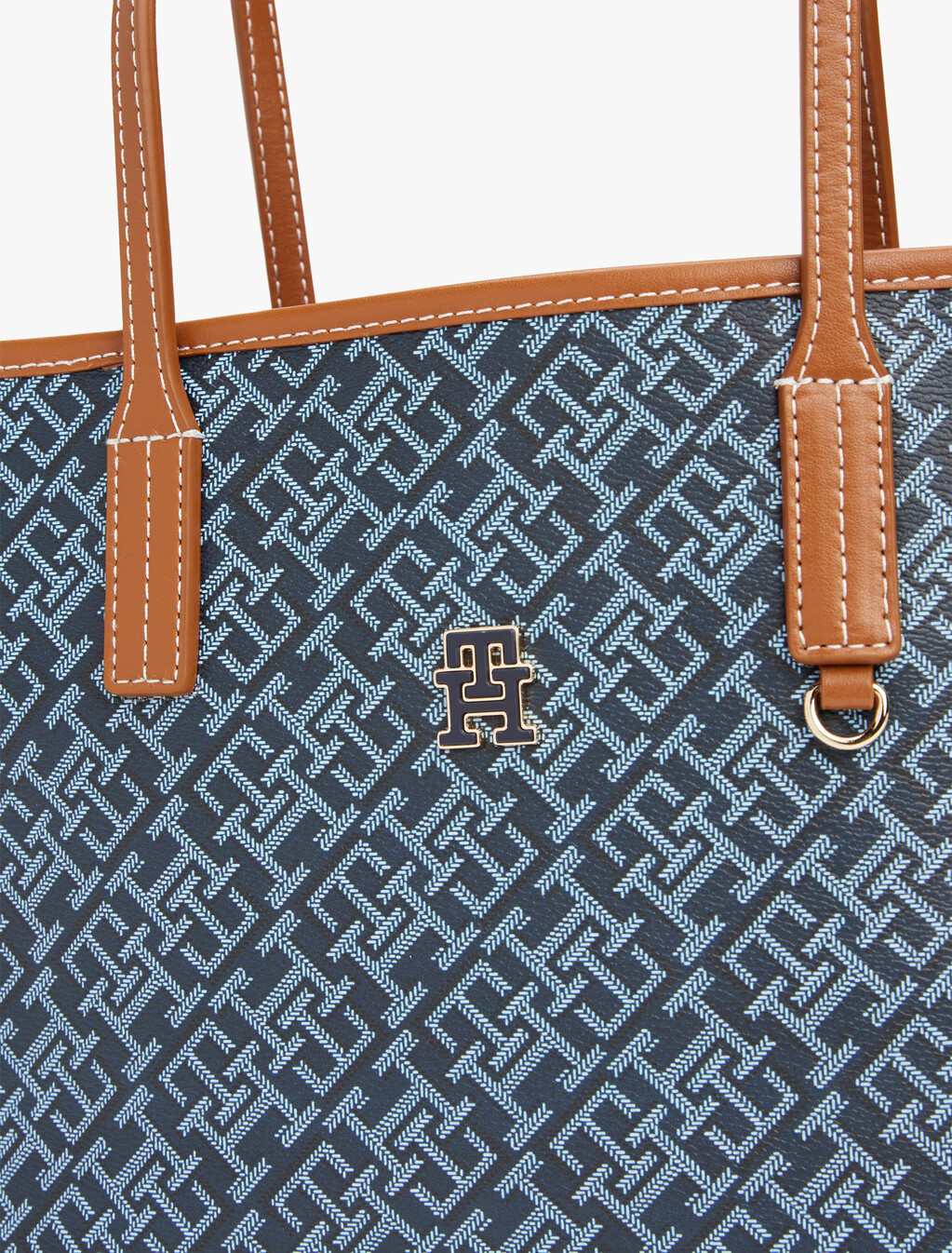 Monogram Leather Mini Tote, Space Blue, hi-res