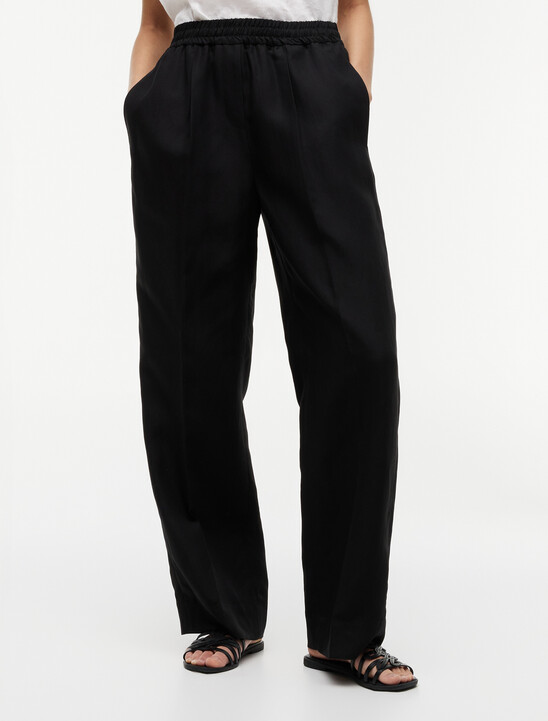 Loose Straight Trousers With Linen