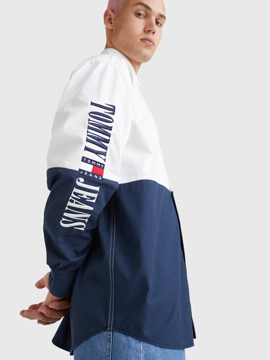 COLOR-BLOCKED SKATE FIT ORGANIC COTTON SHIRT
