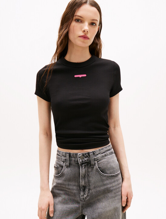 Script Logo Rib Knit T-Shirt
