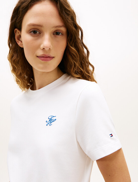 Logo Embroidery Jersey Crew Neck T-Shirt