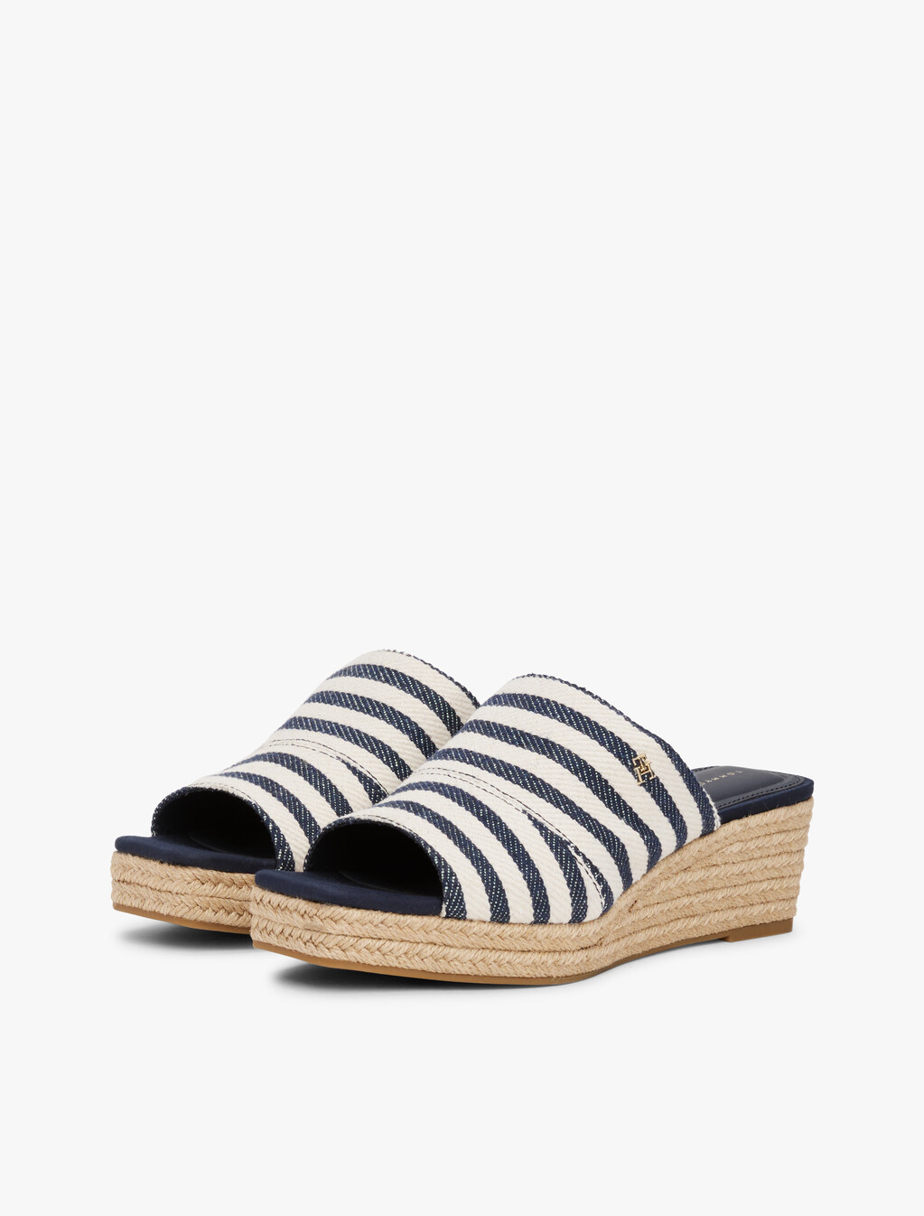 Stripe Espadrille Wedge Mules, Space Blue Itacha Stripes, hi-res