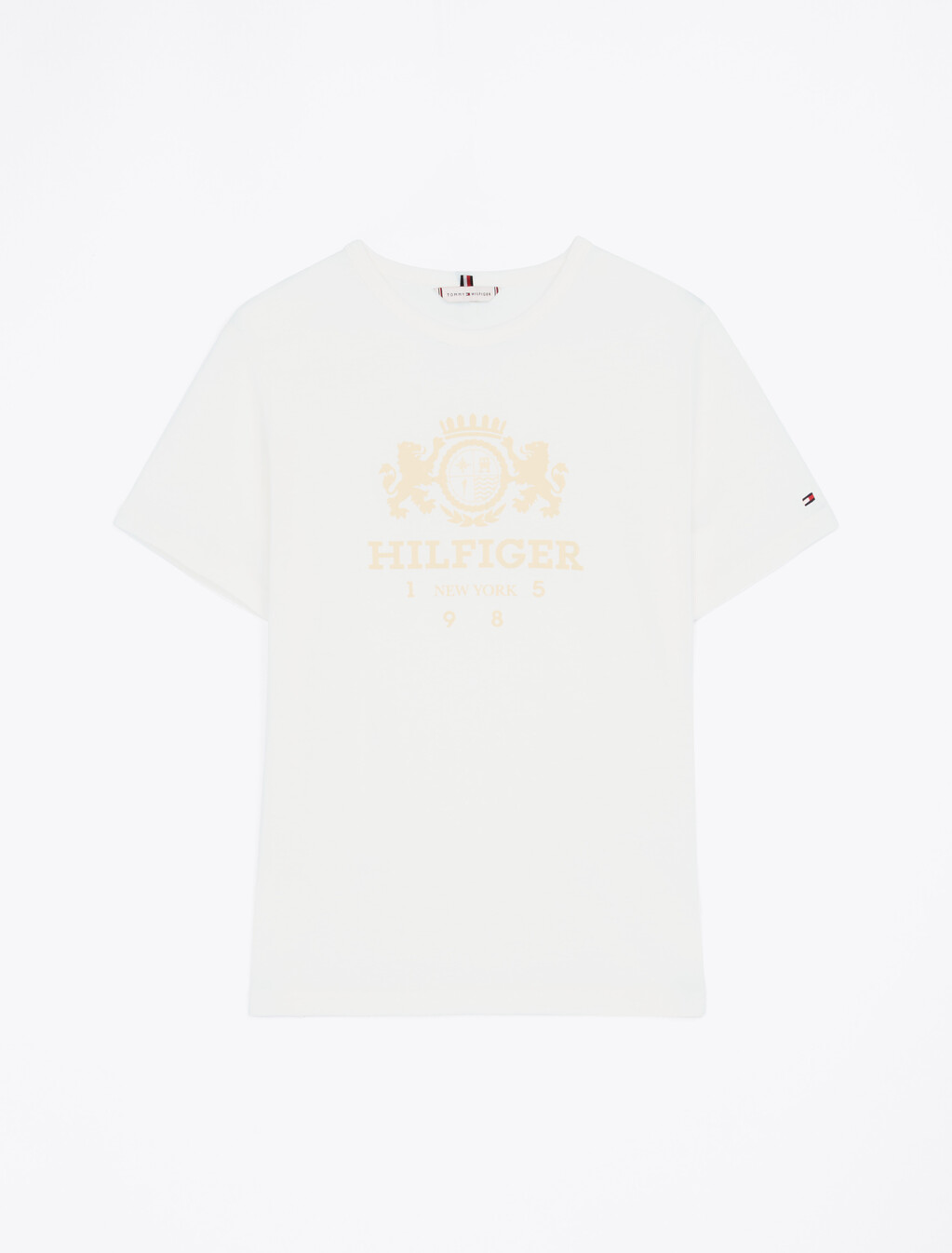 Contrast Trim Crew Neck T-Shirt, Ancient White, hi-res