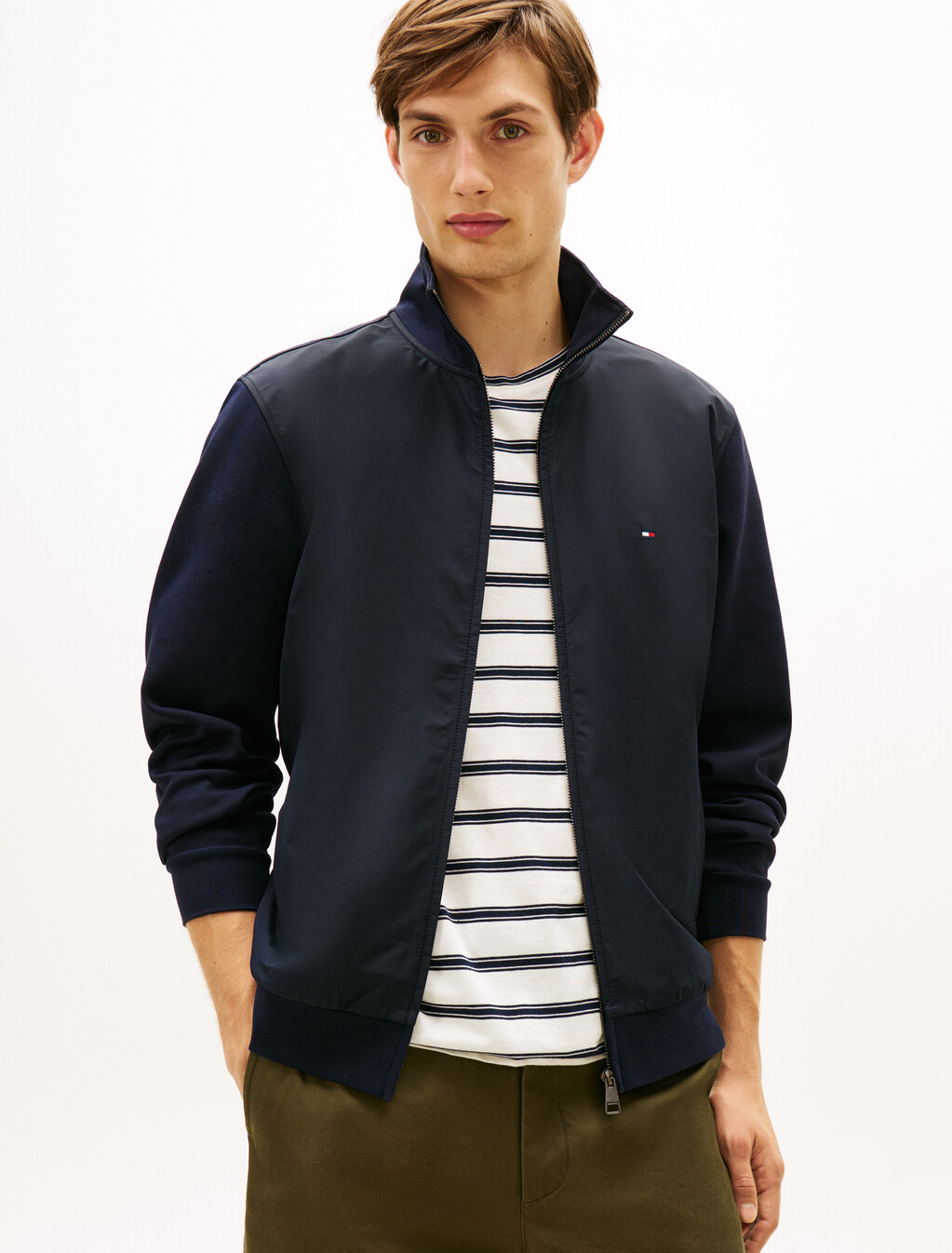 Essential Mix Fabric Zip Thru Jacket, Desert Sky, hi-res