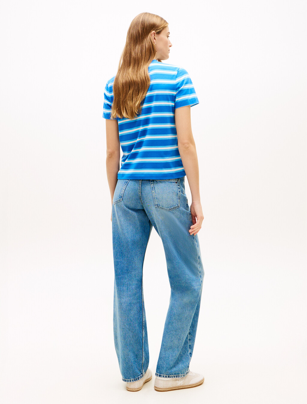 Logo Embroidery Jersey Crew Neck T-Shirt, Preppy Stripe Blue Orbit / Frigid, hi-res