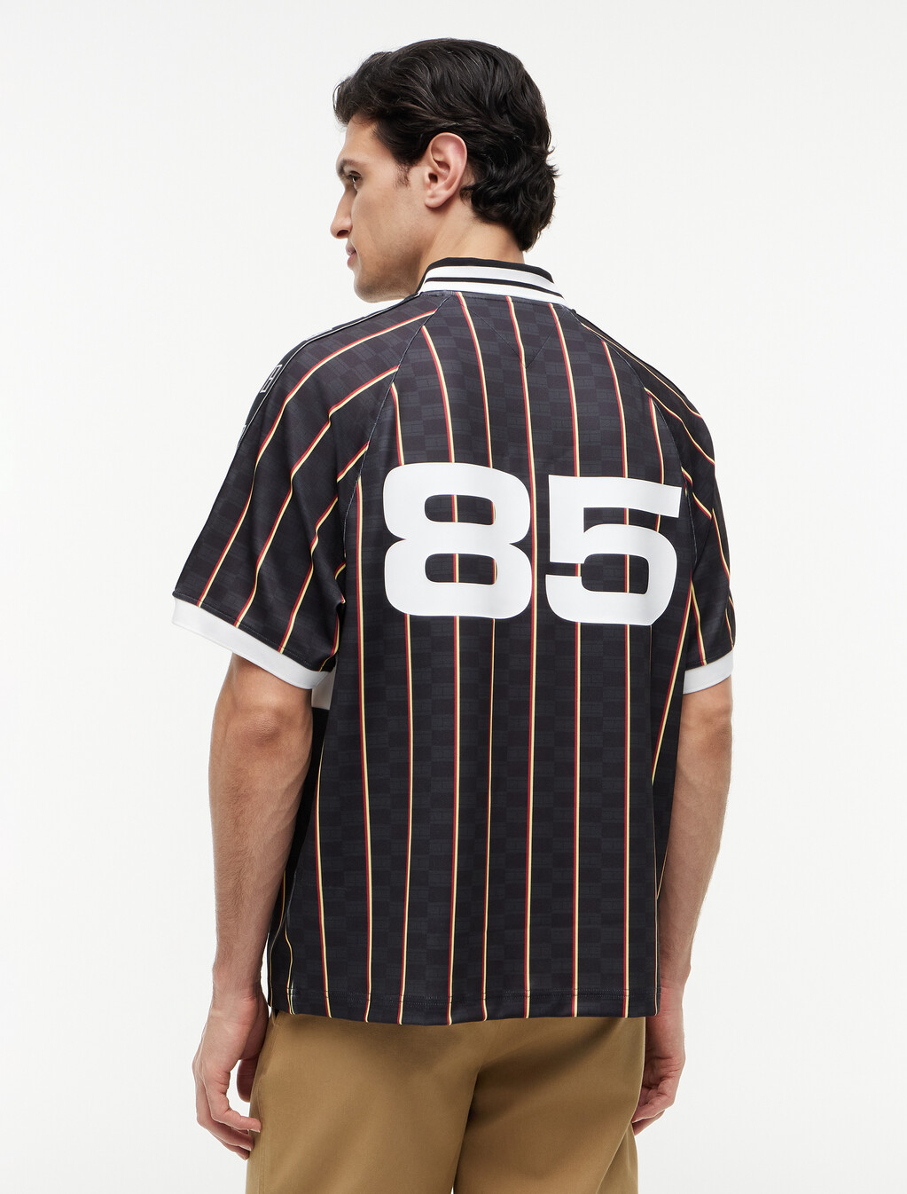 Geometric Flag Print Short Sleeve Rugby Shirt, Black, hi-res