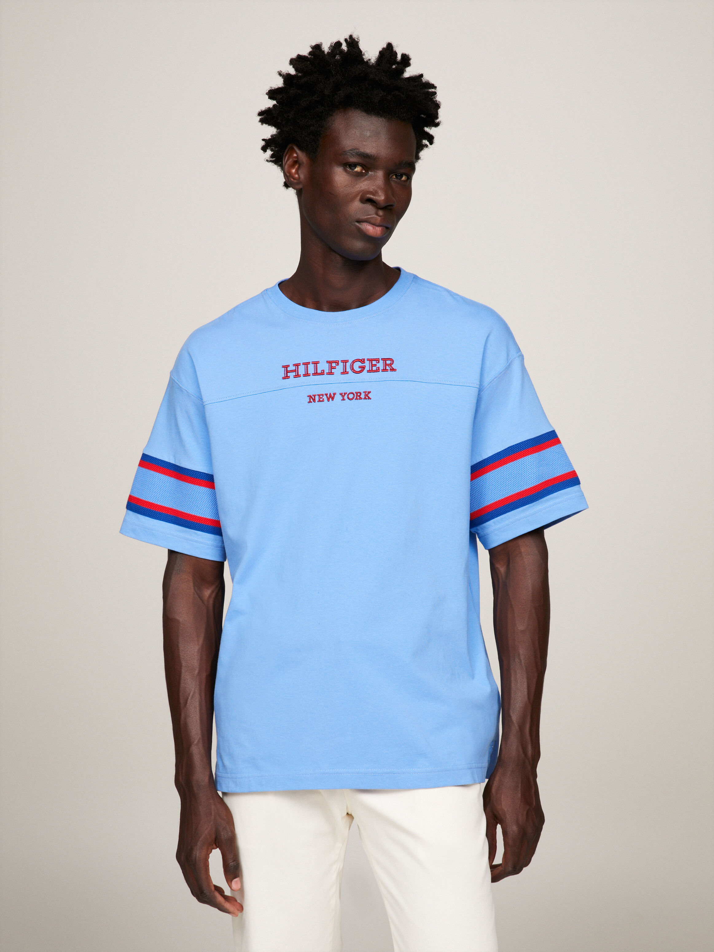 Hilfiger Monotype Stripe Sleeves T Shirt blue Tommy Hilfiger