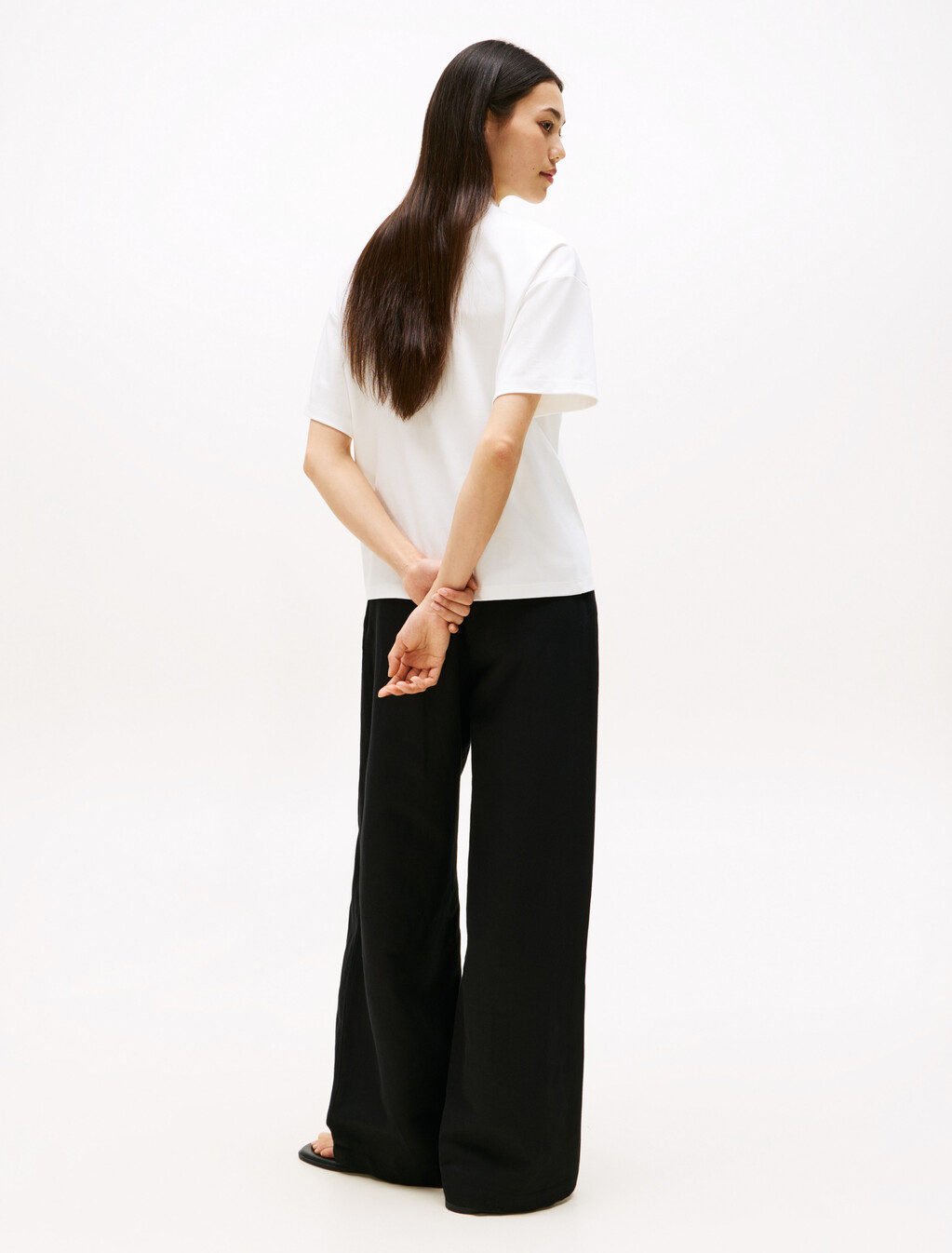 Stamp Print Relaxed Mock Neck T-Shirt, Ecru, hi-res