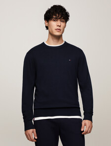 Cotton Silk Crewneck Sweater, Desert Sky, hi-res