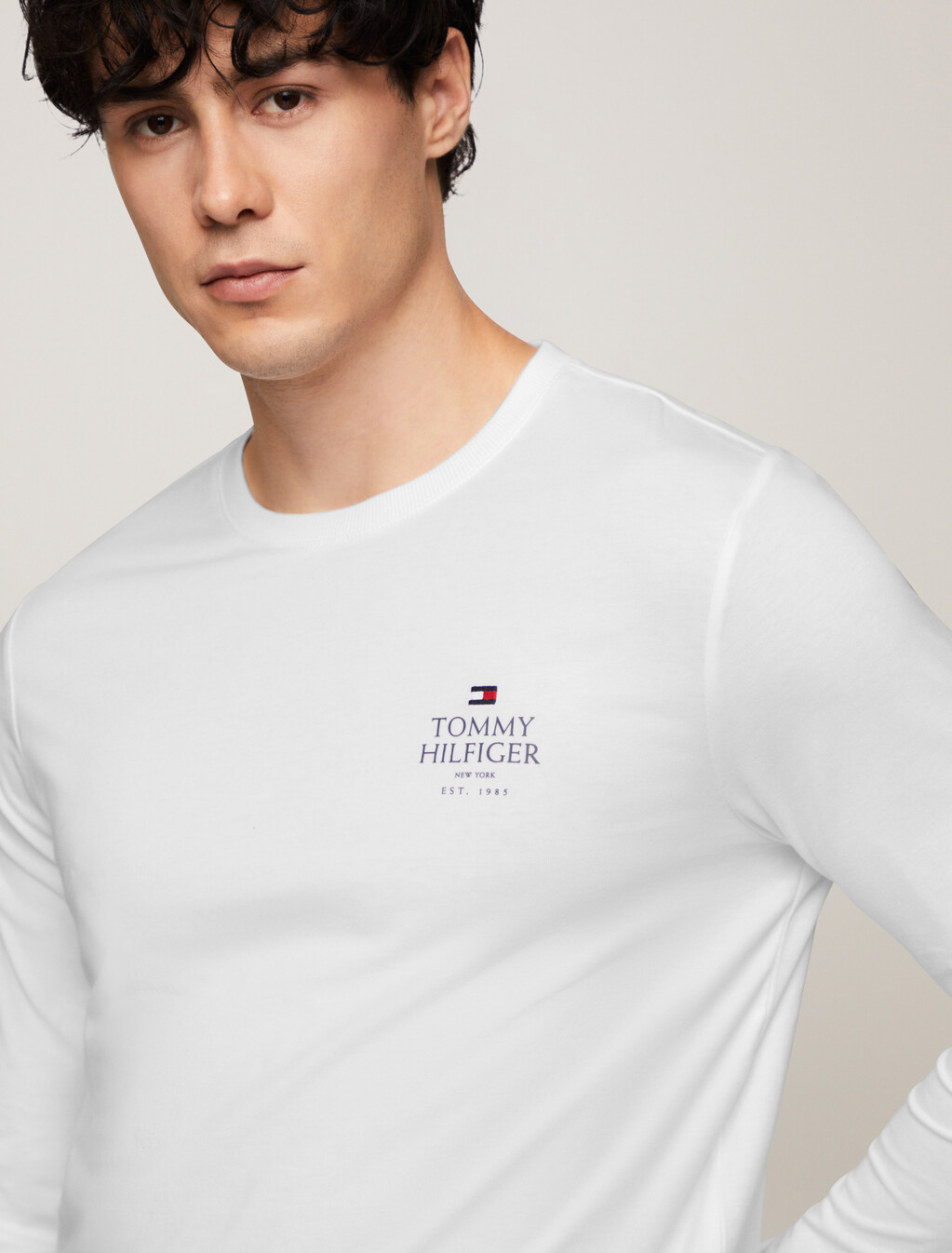 Hilfiger Logo Long Sleeve T-Shirt, White, hi-res