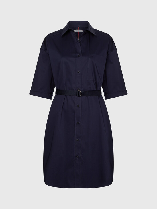 COTTON SATEEN SHIRT DRESS