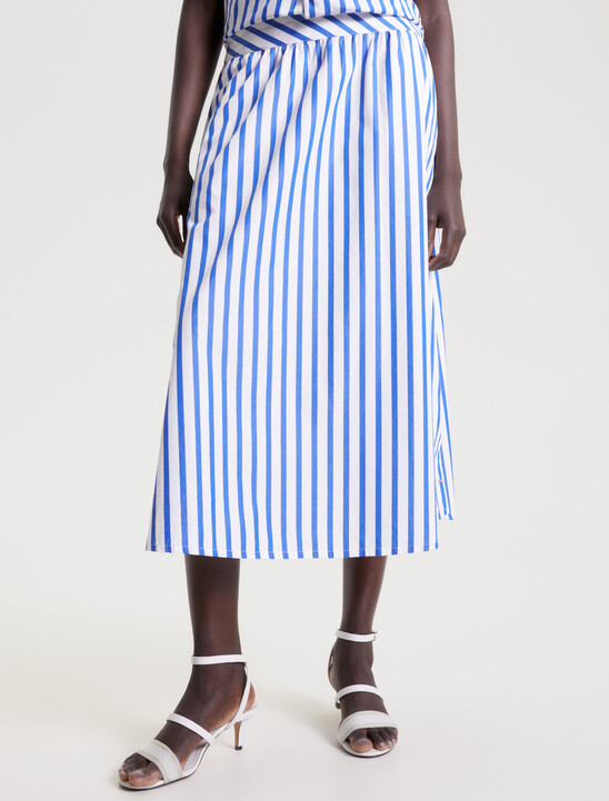 Stripe Poplin Midi Skirt