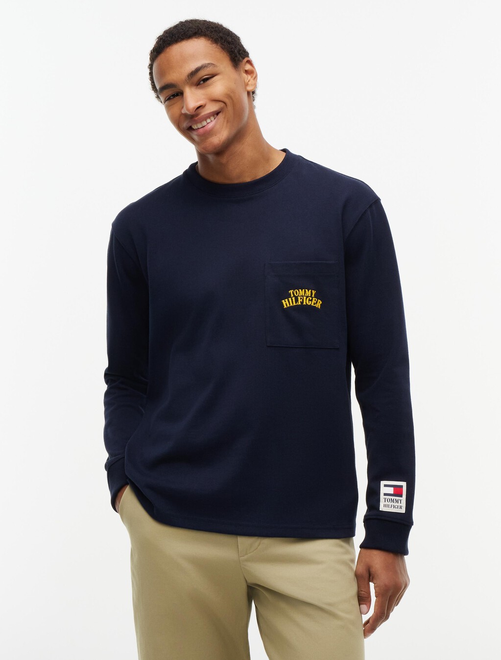 Varsity Logo Pocket Relaxed Long-Sleeve T-Shirt, Navy Blue, hi-res
