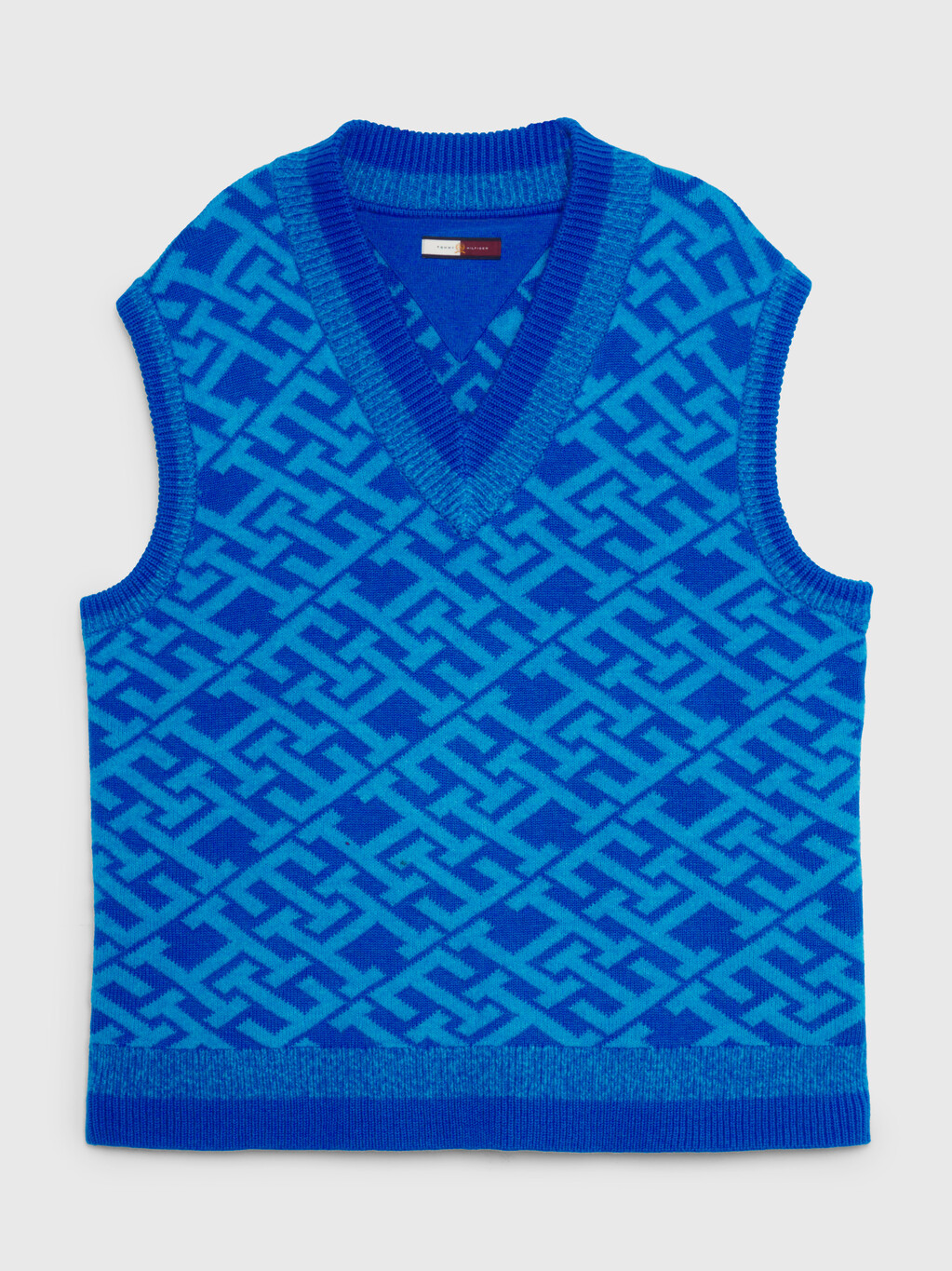 TH Monogram Boxy Sweater Vest, Cerulean Aqua, hi-res