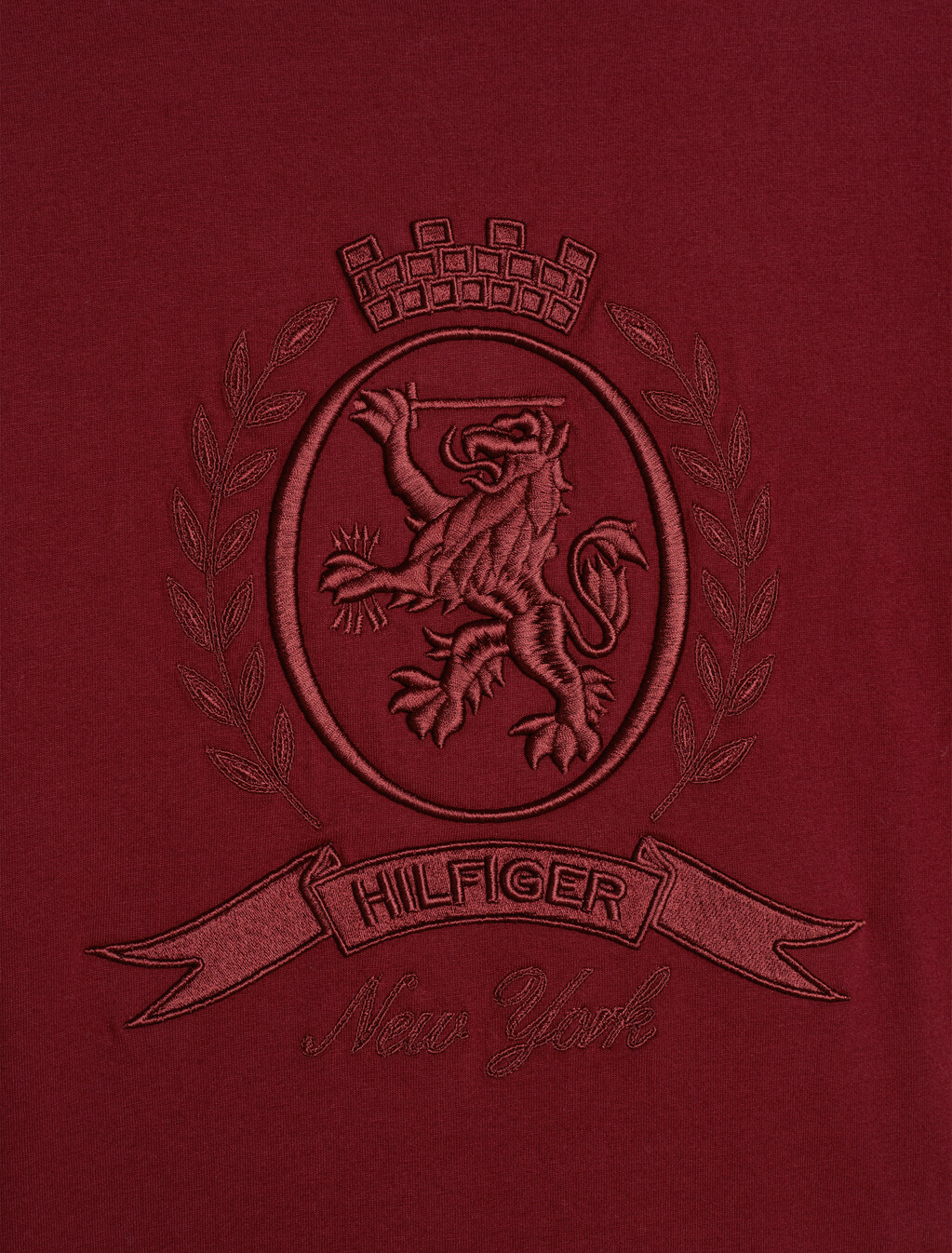 Crest Embroidery Kimono Sleeve Boxy T-Shirt, Rouge, hi-res