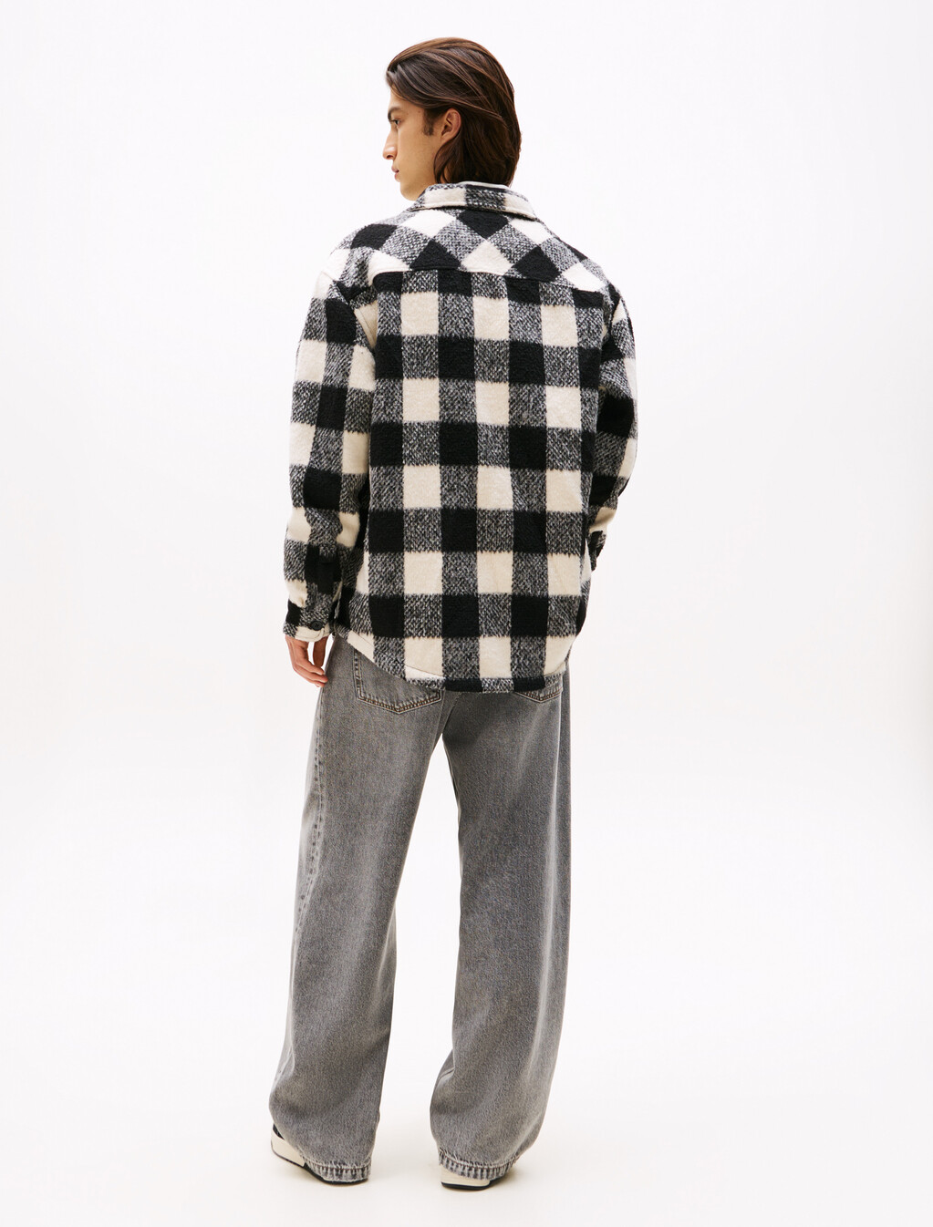 Flannel Check Oversized Fit Overshirt, Black / Buffalo Check, hi-res
