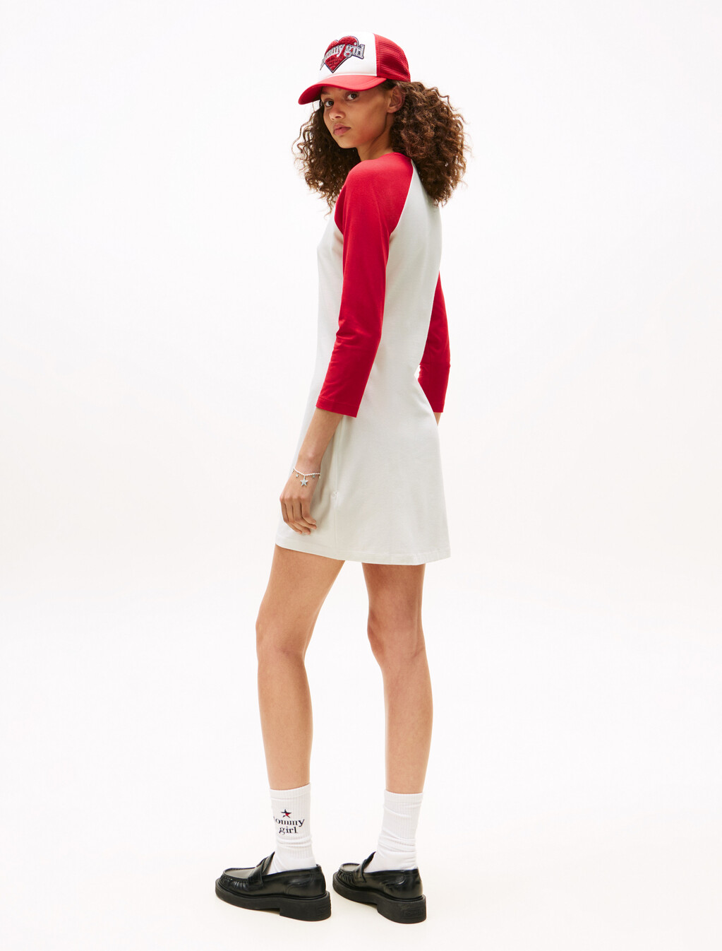 Tommy Girl Slim T-Shirt Mini Dress, Ivory Marl / Primary Red, hi-res