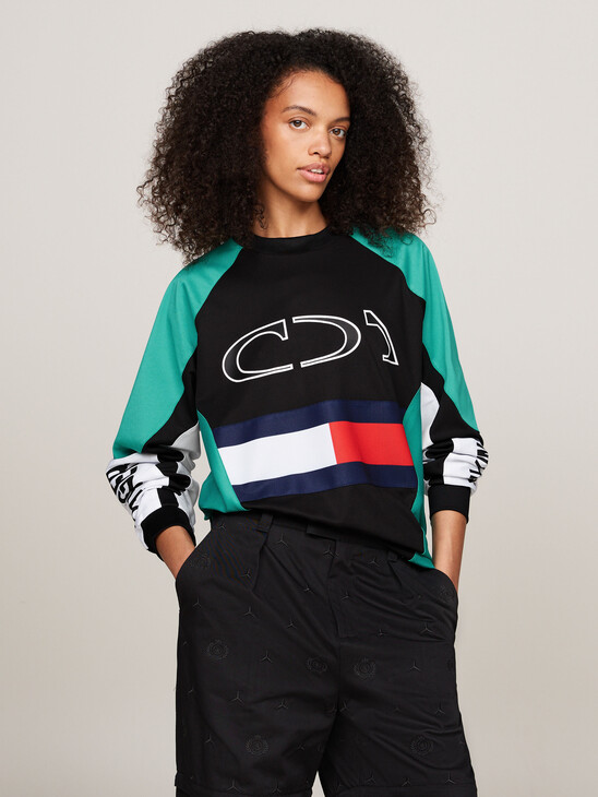 Tommy x Mercedes F1 x CR Colour-Blocked Motorsport Sweatshirt