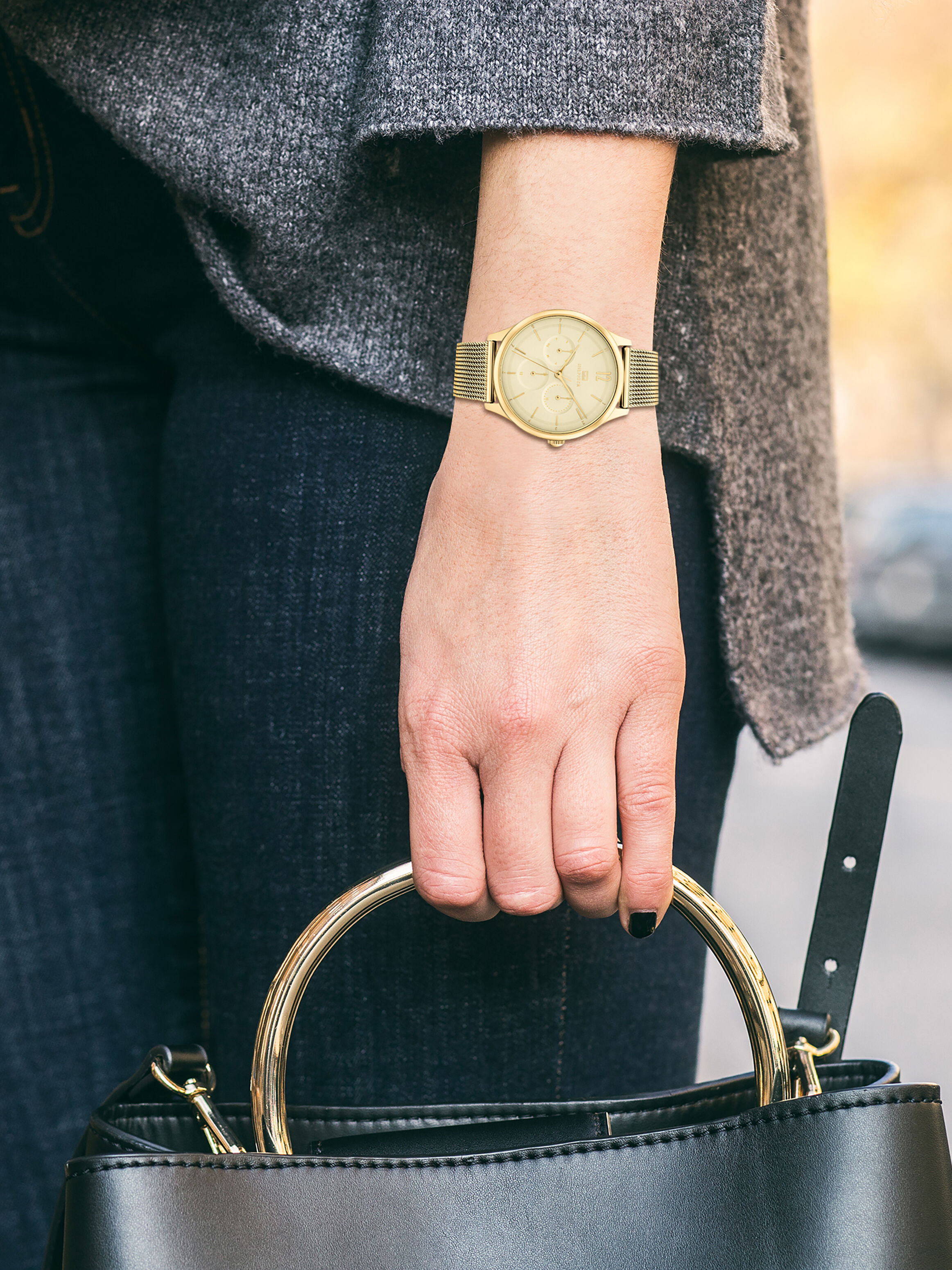 Multifunction Metal Mesh Strap Watch metallic Tommy Hilfiger