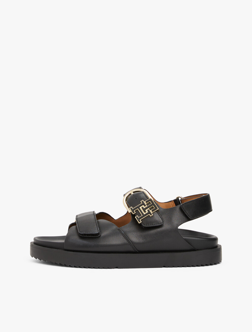 TH Monogram Leather Cleat Sandals, Black, hi-res