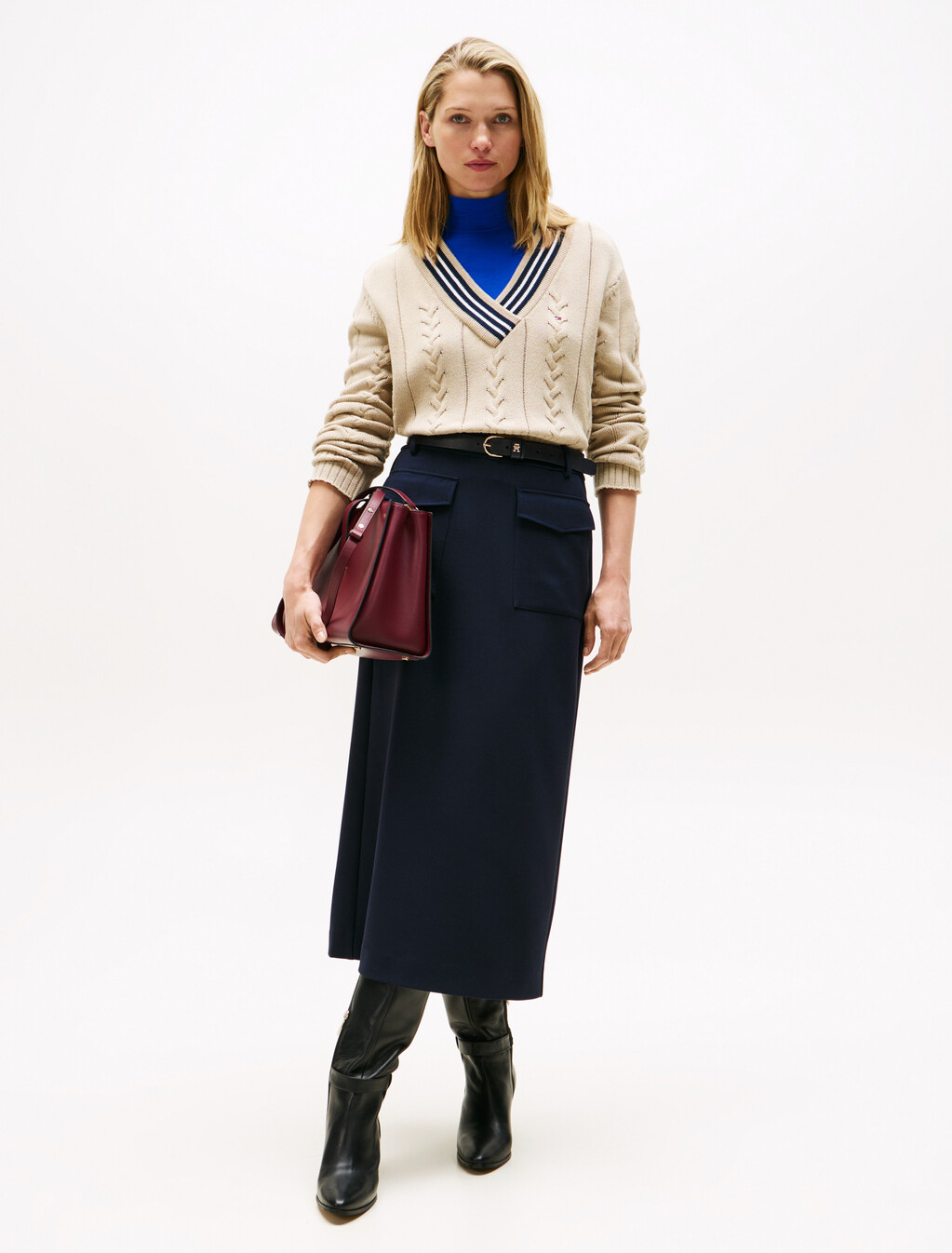 Tailored Midi Skirt, Dark Night Navy, hi-res