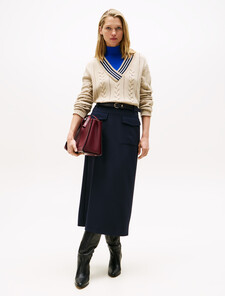Tailored Midi Skirt, Dark Night Navy, hi-res