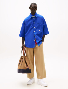 The Runway Collection Oversized Crinkle Shirt, Brave Blue, hi-res