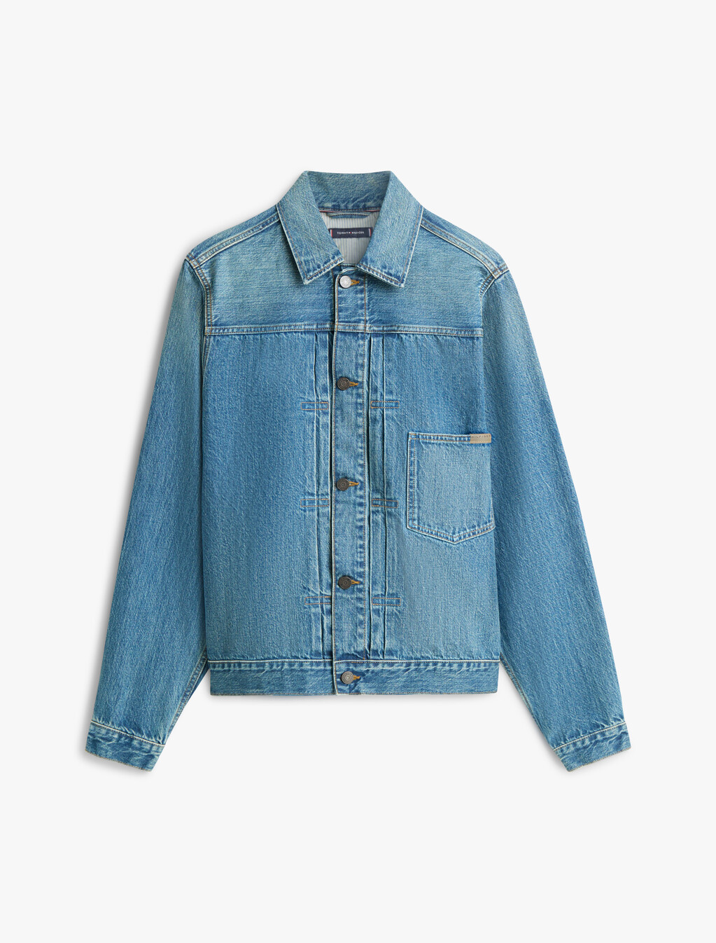 Cinch Back Denim Trucker Jacket, Mario Blue, hi-res