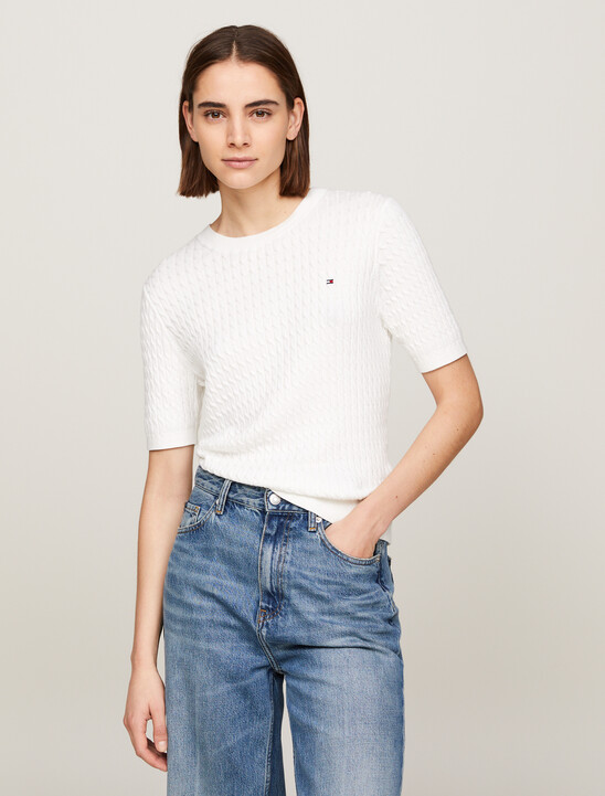 Stripe Slim Fit Short Sleeve Jumper