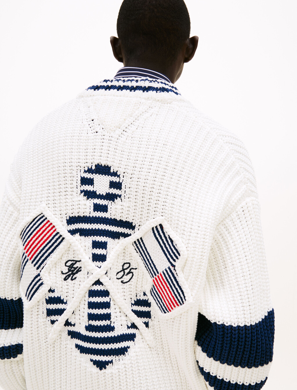 The Runway Collection Back Logo Cardigan, Ecru, hi-res