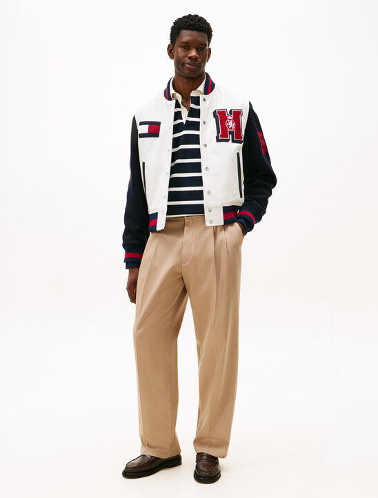 Pleated Twill Wide Leg Trousers