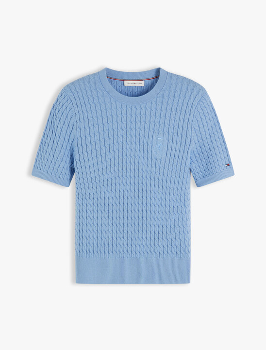 Cable Knit Crest Short Sleeve Jumper