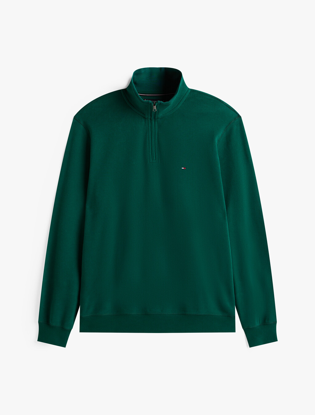 French Rib Knit 1/4 Zip Sweater, Ornamental Green, hi-res