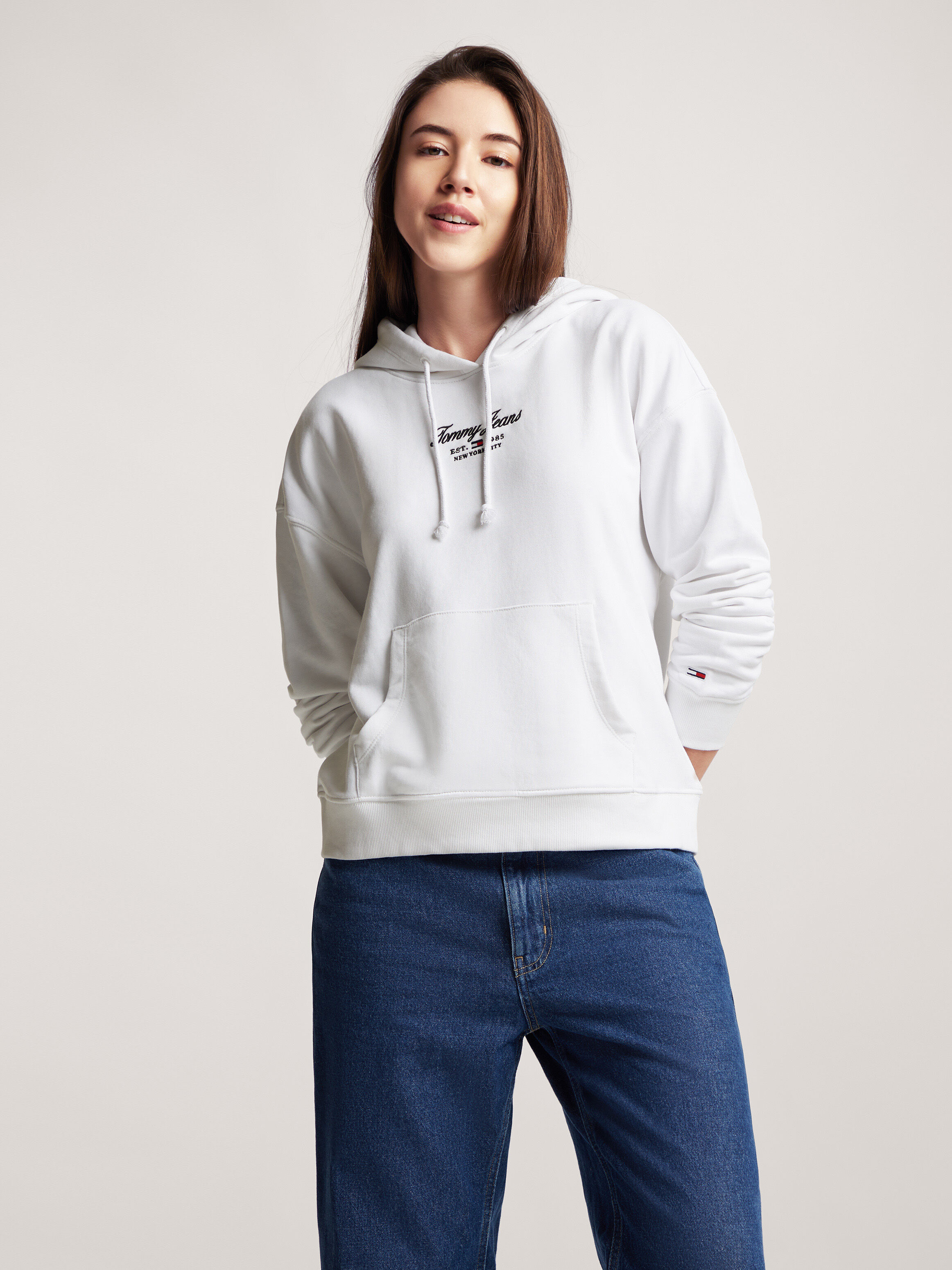 Essential Logo Boxy Hoodie Tommy Hilfiger Singapore
